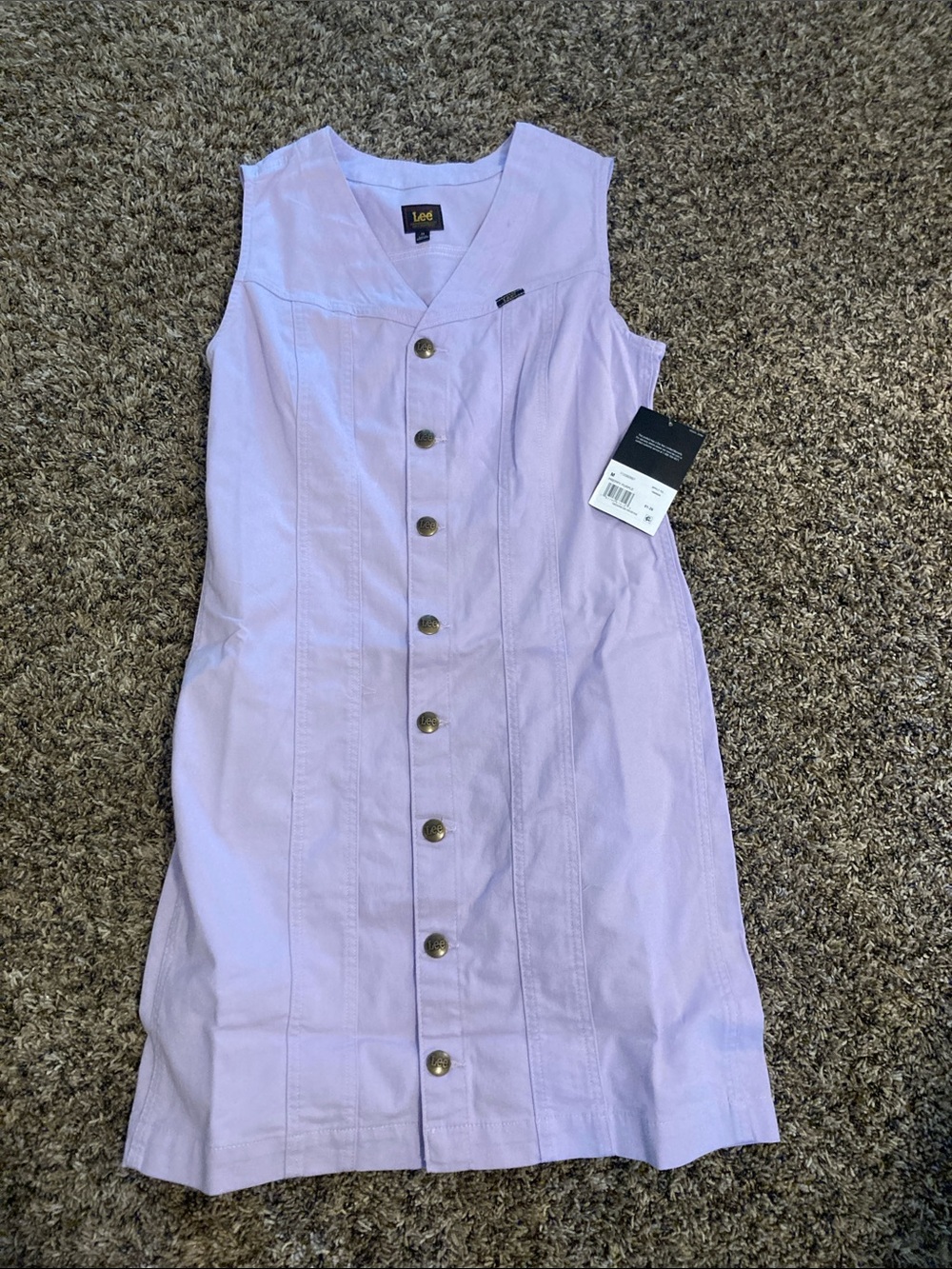 Lee Sleeveless Button-Front Lilac Shift Dress